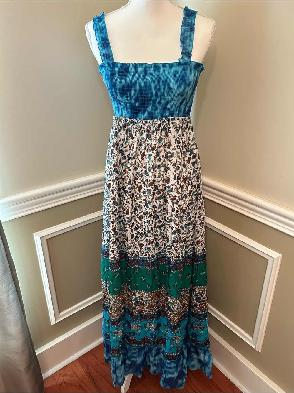 NWT Blue Boho Maxi Dress